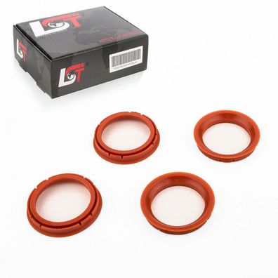 4x Zentrierringe Rot Alufelgen Ø 73,0 mm - Ø 57,1 mm für AUDI Porsche