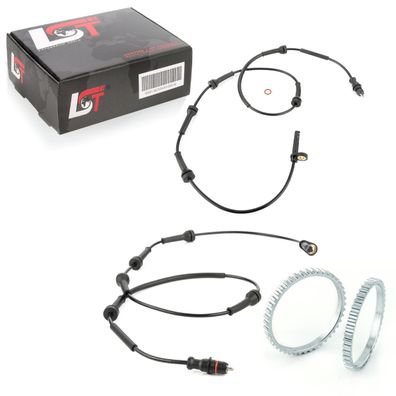 2x ABS-Sensor und ABS-Ring Set Vorderachse 44 Zähne für Renault LAGUNA I
