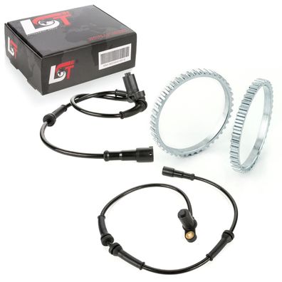 2x ABS-Sensor und ABS-Ring Set Vorderachse 44 Zähne für Renault MEGANE SCENIC I