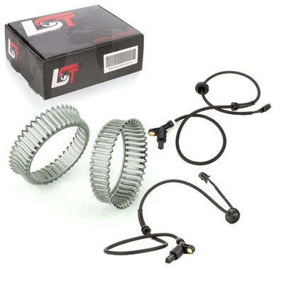 2x ABS-Sensor und ABS-Ring Set Hinterachse 43 Zähne für VW PASSAT B4
