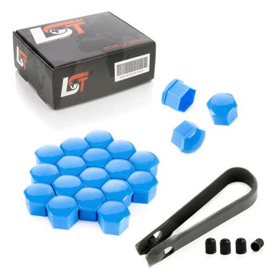 20x Radschrauben Kappen Radschraubenkappen Set 17mm blau Glanz für VW SEAT SKODA