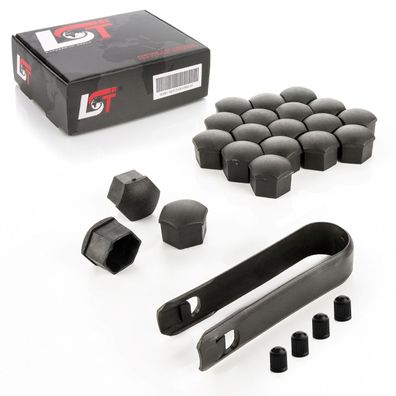 20x Radschrauben Abdeckkappen 17 mm schwarz rau für Hyundai Daihatsu KIA DAEWOO