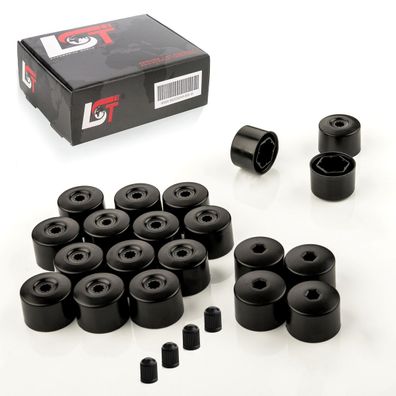 20x Radschrauben Abdeckkappen 17 mm schwarz diebstahlhemmend für SEAT