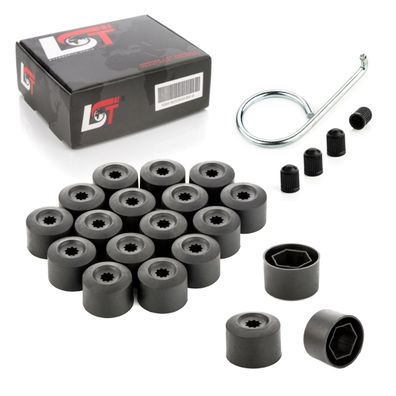 20x Radschrauben Abdeckkappen 17 mm schwarz für Citroen Peugeot DACIA Renault