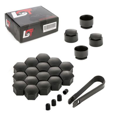 20x Radschraubenkappen diebstahlhemmend 17 mm schwarz für AUDI Porsche