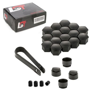 20x Radschraubenkappen diebstahlhemmend 17 mm schwarz für VW SEAT SKODA