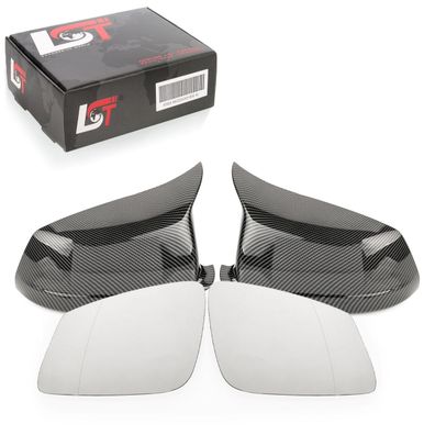 2x Außenspiegel Spiegelglas Kappe Set Carbon Fiber Optik für BMW 5er F10 F11