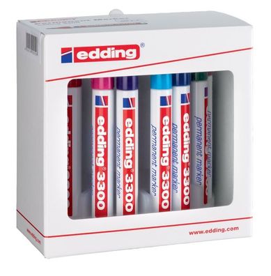 Edding 3300-10S 3300 Permanentmarker - nachfüllbar, 1 - 5 mm, Box mit 10 Farben