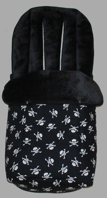 Fußsack für Buggy aus Baumwolle und Fleece Totenkopf