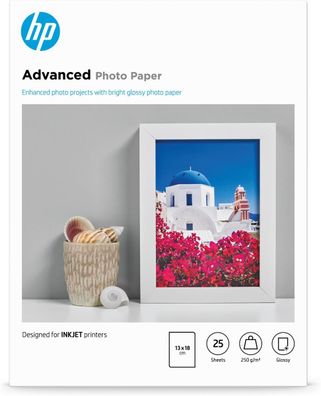 Hewlett & Packard INC. Q8696A Fotopapier HP Advanced Glossy randlos 13x18 25 Bl