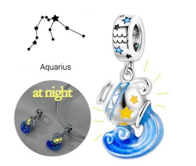 Charm Anhänger für alle bekannten Gliederarmbänder Wassermann im dunkeln leuchten