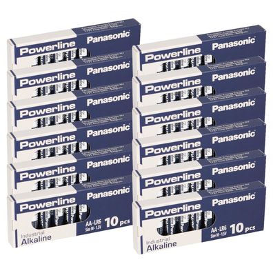 120x MIGNON AA LR6 MN1500 Batterie Panasonic Powerline Industrial 3133mAh 12x10er