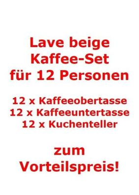 like. by Villeroy & Boch Lave beige Kaffee-Set für 12 Personen / 36 Teile