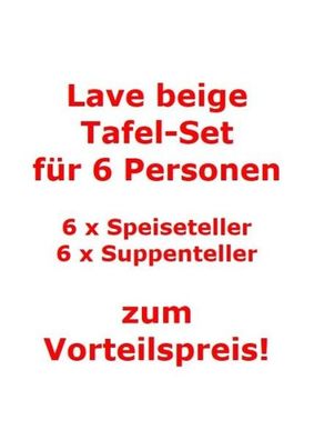 like. by Villeroy & Boch Lave beige Tafel-Set für 6 Personen / 12 Teile