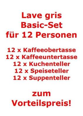 like. by Villeroy & Boch Lave gris Basic-Set für 12 Personen / 60 Teile