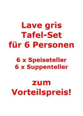 like. by Villeroy & Boch Lave gris Tafel-Set für 6 Personen / 12 Teile