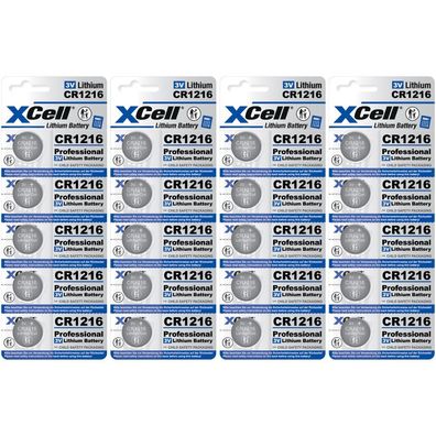 20x CR1216 XCell Lithium-Knopfzelle 3V (4x 5er Pack)