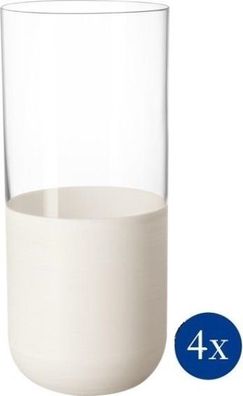 Villeroy & Boch Manufacture Rock Blanc Glass Longdrinkbecher Set 4tlg. je 300ml