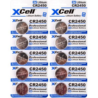 10x CR2450 Lithium-Knopfzelle 3V / 620mAh (2x 5er Pack)