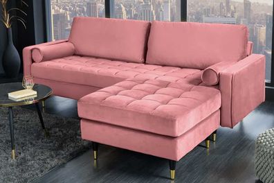 Modernes 3er Sofa 220cm Comfort alt-rosa Samt Federkern Design Elegant