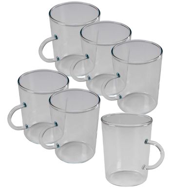 6er Set Bohemia Cristal Teeglas 250ml klar Borosilikatglas Teegläser mit Henkel