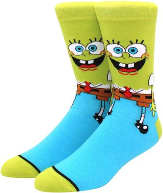 SpongeBob Schwammkopf Gelbe Cartoon Socken - Nickelodeon Lustige Motiv-Socken