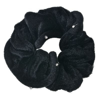 Clayre & Eef Scrunchie Haargummi Ø 10 cm Schwarz Samt (Gr. Ø 10 cm)