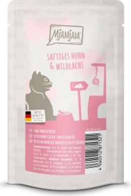 MjAMjAM ¦ saftiges Huhn und Wildlachs - 12 x 125 g ¦ Katzennassfutter