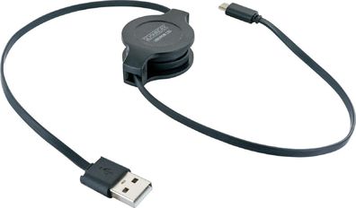 Schwaiger B631 1129 flaches ausziehbares Micro-USB Sync/Ladekabel (1,2 m) schwarz