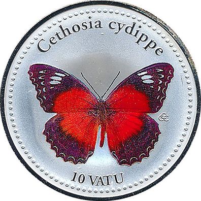 Vanuatu 10 Vatu Schmetterling Cethosia Cydippe*