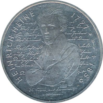 BRD 10 DM 1997 D Heinrich Heine Silber*