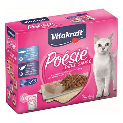 Vitakraft Katzenfutter Poesie DeliSauce, Multipack Fisch - 6 Beutel