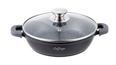Cheffinger Kochtopf Servierpfanne Schmorpfanne Induktion Ø36cm Alu Guss Topf Pfanne