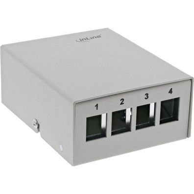 InLine® 76264 Patchfeld-Dose Aufputz für 4x Keystone RJ45, Metall, lichtgrau RAL7035