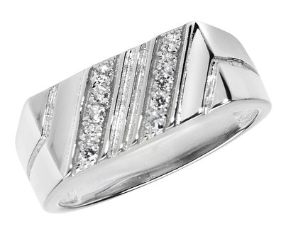 Edler 925 Sterling Silber Herren - Ring mit Zirkonia