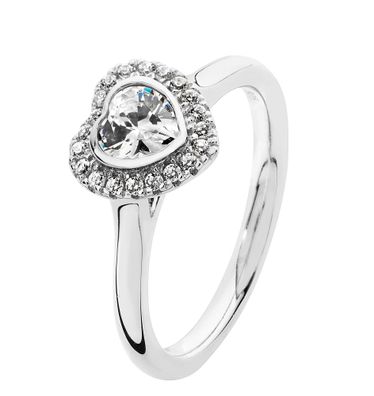 925 Sterling Silber Herz Damen - Ring mit Zirkonia