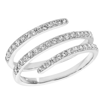 Wunderschöner 925 Sterling Silber Damen - Wickelring mit Zirkonia