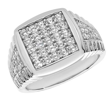 Edler 925 Sterling Silber Herren - Ring mit Zirkonia - 0.1cm