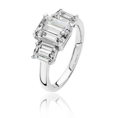 Atemberaubender 925 Sterling Silber Trilogie Damen - Ring mit Zirkonia