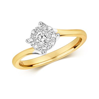 9 Karat (375) Gold Damen - Diamant Solitärring Brillant-Schliff 0.30 Karat G - I1 I2