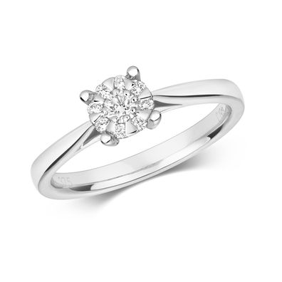 9 Karat (375) Weißgold Diamant Solitärring Brillant-Schliff 0.18 Karat G - I1 I2