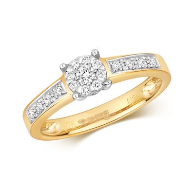 9 Karat (375) Gold Damen - Diamant Solitärring Brillant-Schliff 0.21 Karat G - I1 I2