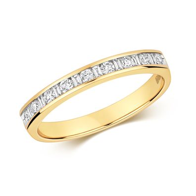 9 Karat (375) Gold Halb Eternity Diamantring Brillant-Schliff 0.27 Karat H - I1 I2