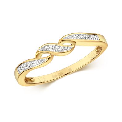 9 Karat (375) Gold Damen - Diamant Ring Brillant-Schliff 0.05 Karat GH - SI