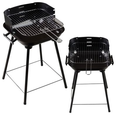 Modernhome Grill Kohle Quadratisch Metall Vierfuß-Grill mit Chromrost