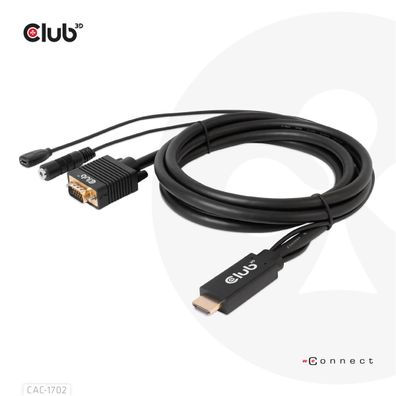 Club 3D CAC-1712 Club3D Kabel HDMI+Micro-USB-Buchse > VGA+3,5mm 2m St/Bu retail