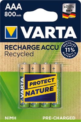 Varta Recharge AAA Micro Accu Recycled Ni-MH 1,2V 800mAh 4er Blister