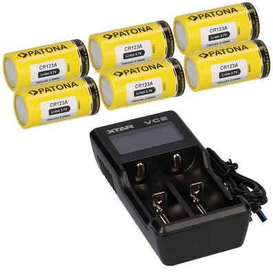Set 6x CR123A + Xtar VC2 2-Schacht Lithium Ladegerät