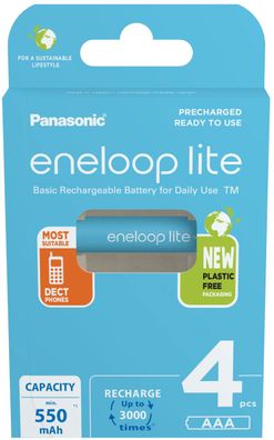 4x AAA eneloop lite Micro Akku BK-4LCCE/4BE Ni-MH 1,2V / 550mAh