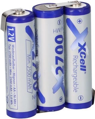 3er Reihe Lotfahne AA Mignon 3,6V 2700mAh Hochstrom-, Schnelladefähig F1x3 XCell